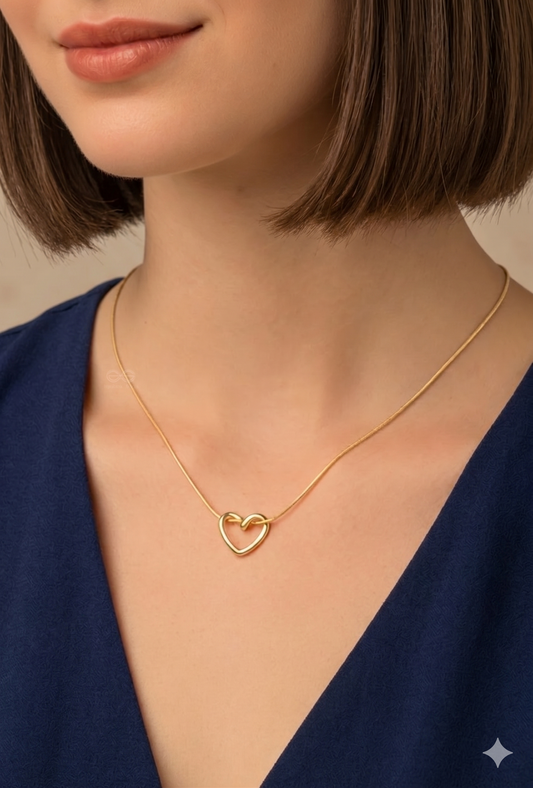 Minimalist Gold Heart Knot Necklace
