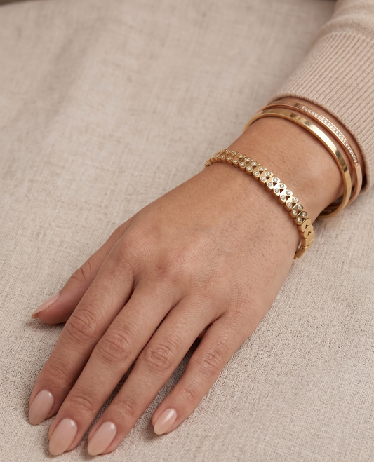 Gold Plated Geometric Diamond Cut-Out Bangle