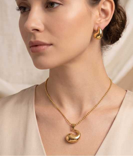 Puffy Teardrop Jewelry Set