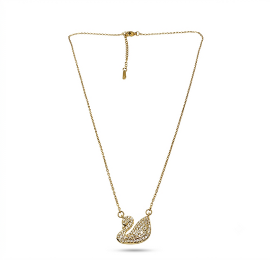 Dainty Swan Motif Necklace with Crystal Accents