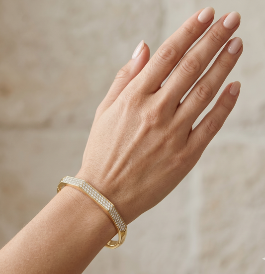 Geometric Pavé Gold Bangle