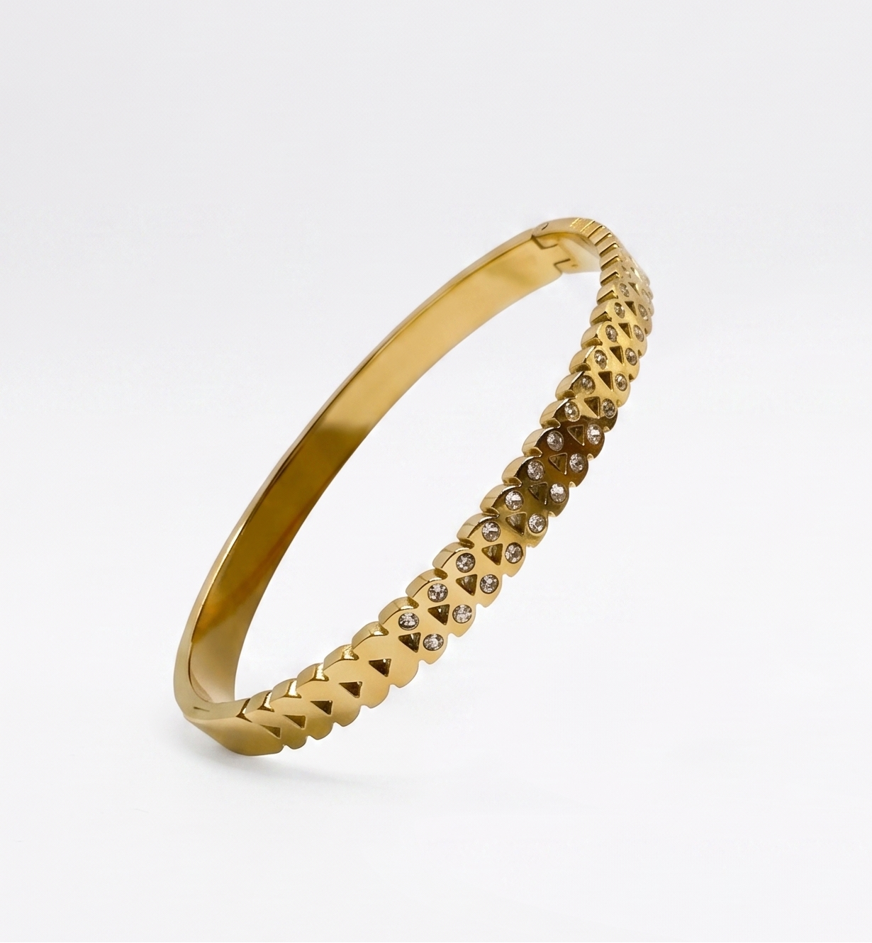 Gold Plated Geometric Diamond Cut-Out Bangle