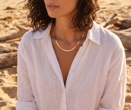 Gold Plated Flat Snake Chain Necklace