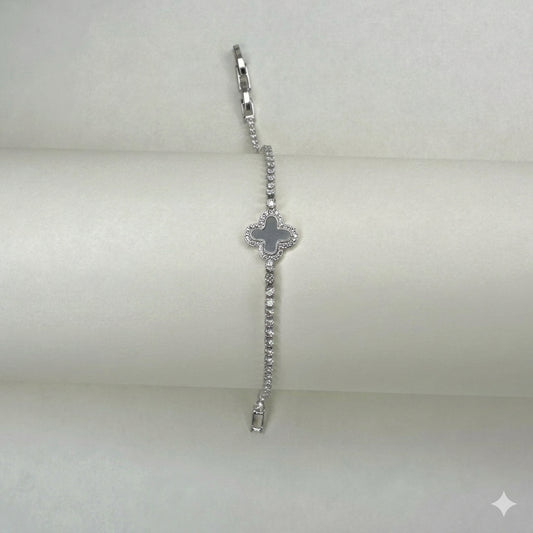 Clover charm Tennis Bracelet - Silver