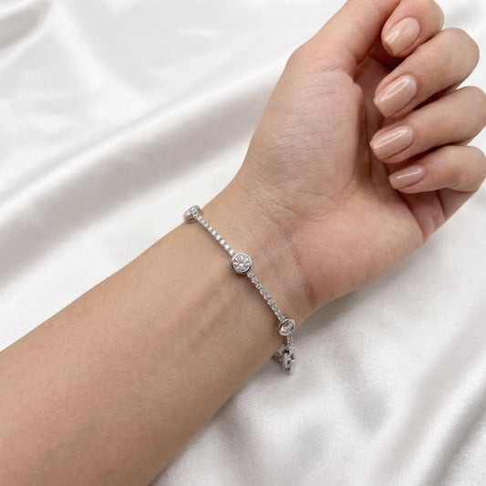 Round Diamond Tennis Bracelet - Silver