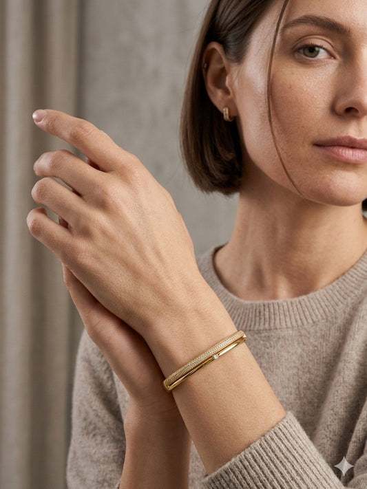 Gold Plated Cubic Zirconia Bangle Bracelet