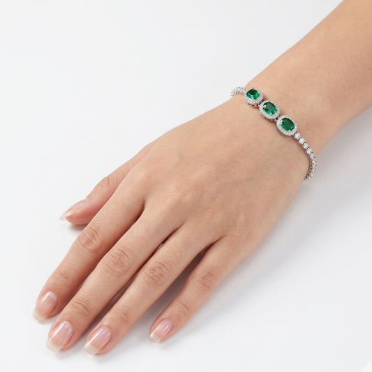 Empress Emerald Tennis Bracelet - Silver