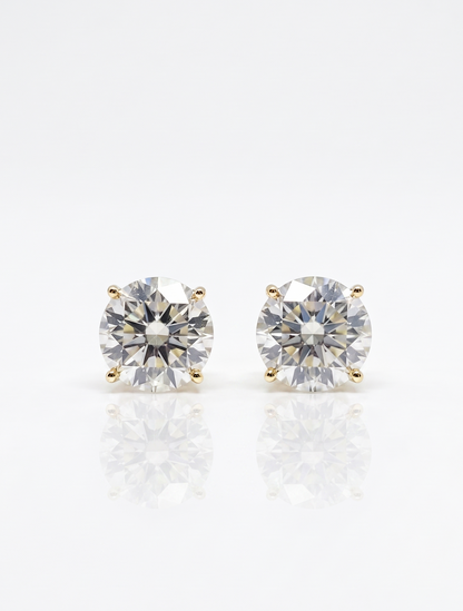 Round Brilliant Cut Moissanite Stud Earrings