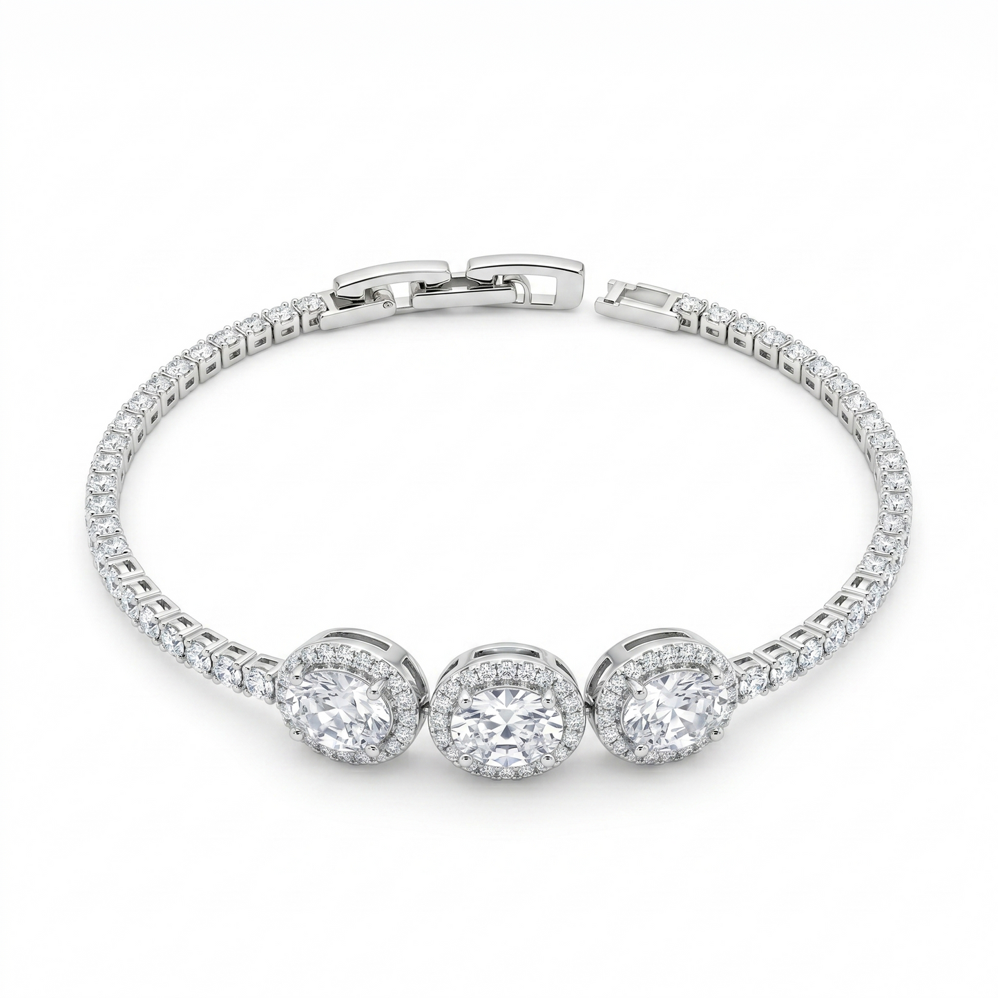 Empress Clear Crystal Tennis Bracelet - Silver