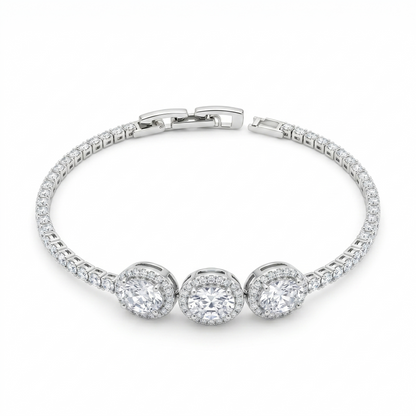 Empress Clear Crystal Tennis Bracelet - Silver