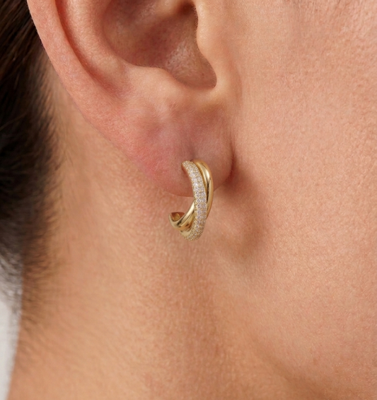 Gold Plated Interlocking Twist Hoop Earrings