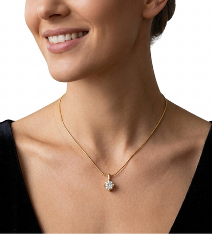 Classic Gold Plated Solitaire Crystal Pendant Necklace