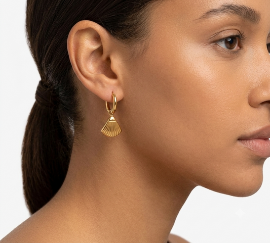 Gold Plated Seashell Hoop Earrings
