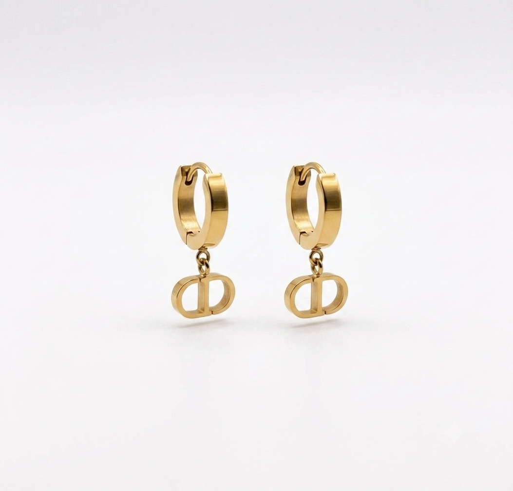 Gold Plated Geometric CD Hoop Earrings