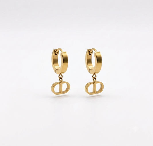 Gold Plated Geometric CD Hoop Earrings