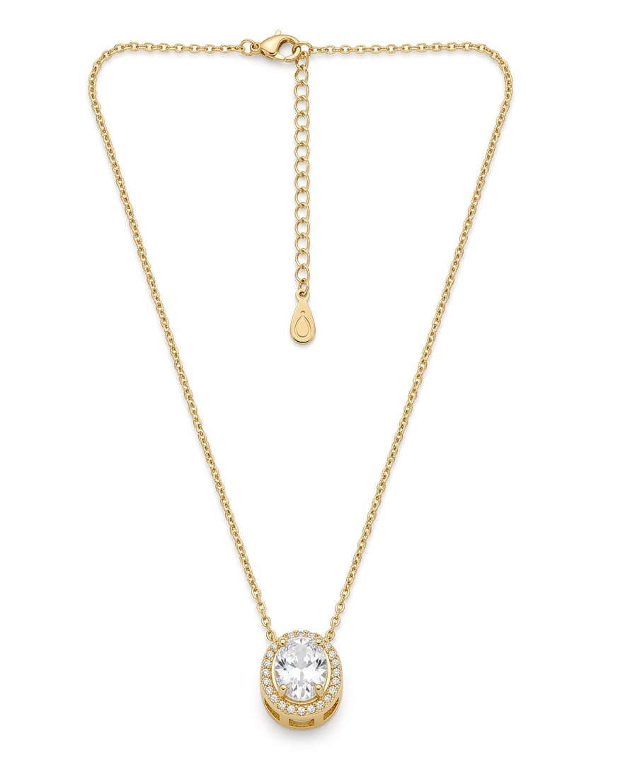 Signature Crystal Halo Gold Plated Necklace