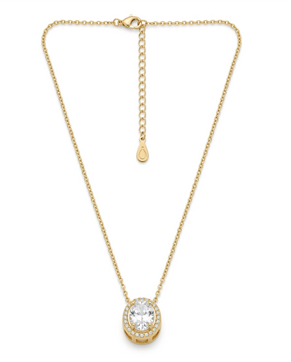Signature Crystal Halo Gold Plated Necklace