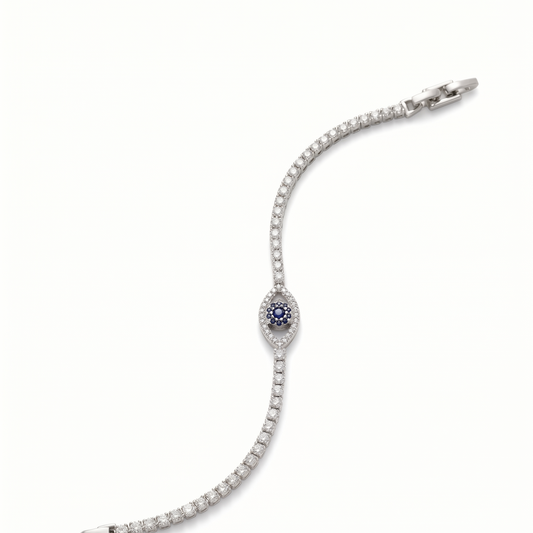 Sterling Silver Evil Eye Tennis Bracelet