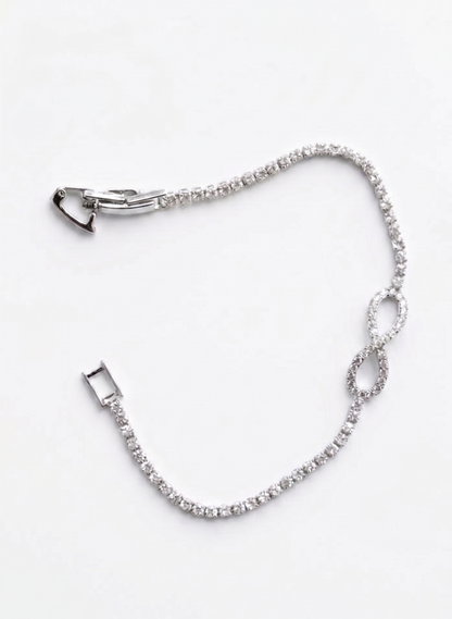 Silver Plated Tennis Bracelet with Infinity Emblem