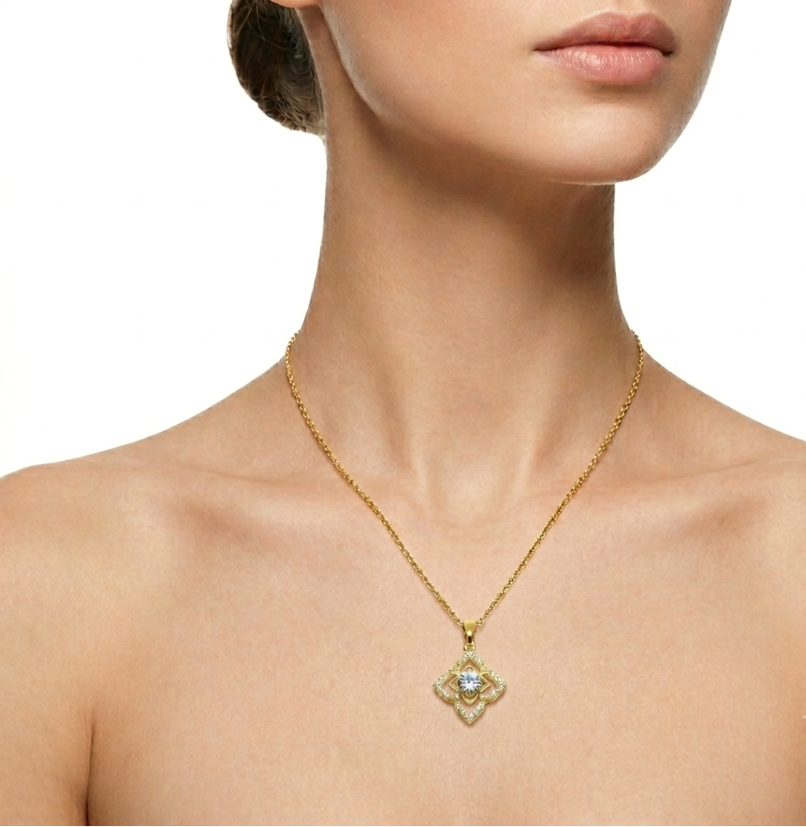 Gold Plated Floral Mandala Pendant Necklace