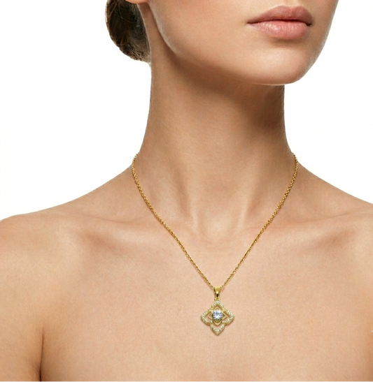 Gold Plated Floral Mandala Pendant Necklace