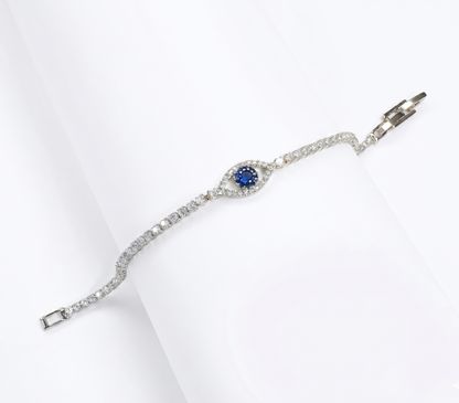 Sterling Silver Evil Eye Tennis Bracelet