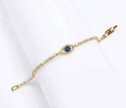 Gold Plated Evil Eye Tennis Bracelet