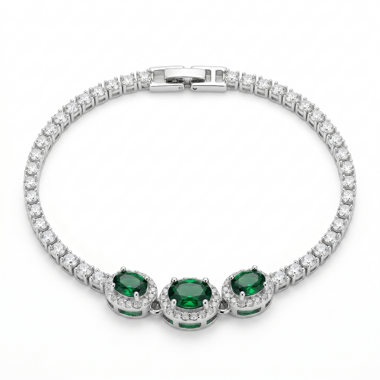 Empress Emerald Tennis Bracelet - Silver