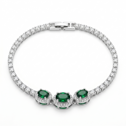 Empress Emerald Tennis Bracelet - Silver