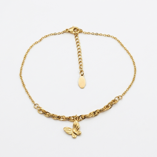 Dainty Gold Plated Butterfly Charm Anklet