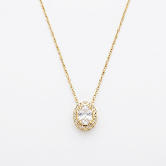 Signature Crystal Halo Gold Plated Necklace