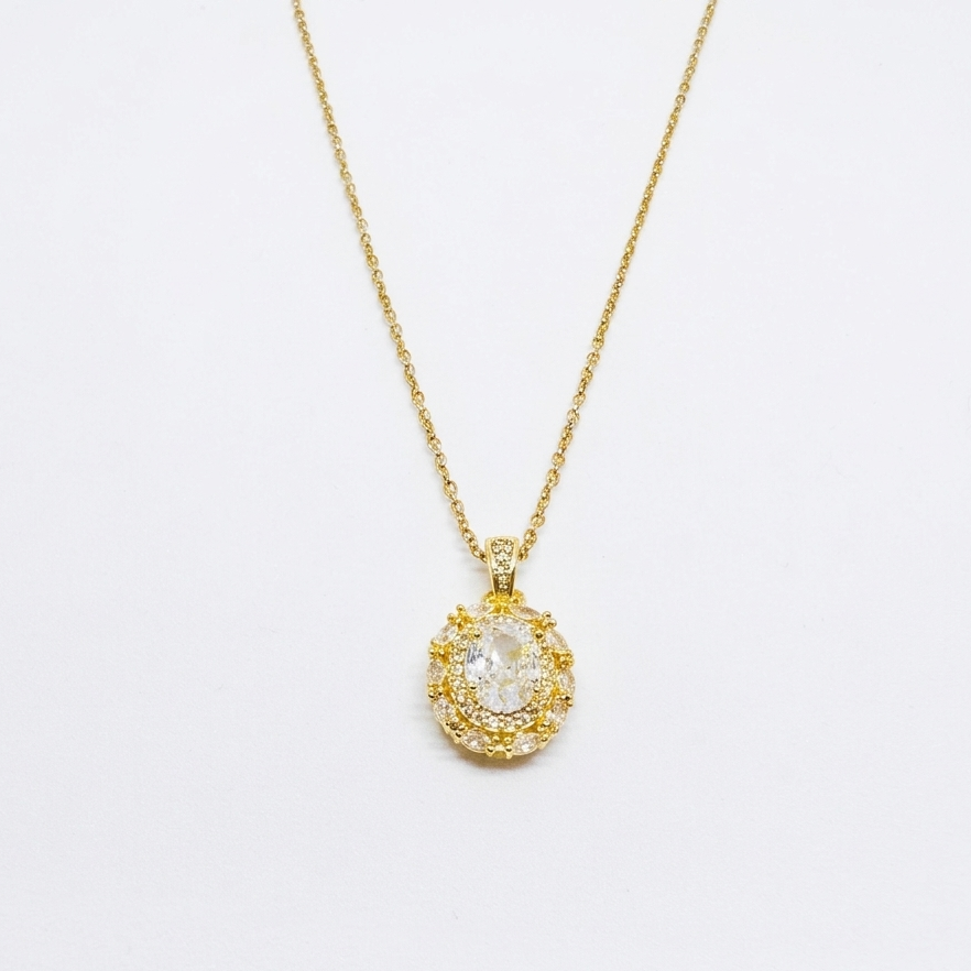 Dainty Gold-Plated Oval Cluster Pendant