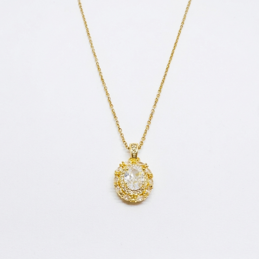 Dainty Gold-Plated Oval Cluster Pendant