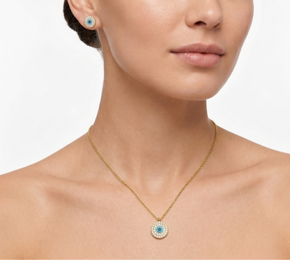 Turquoise Evil Eye Necklace and Earrings Set