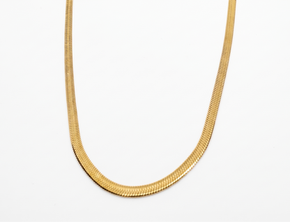 Gold Plated Flat Snake Chain Necklace