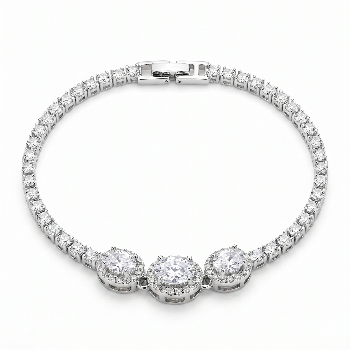 Empress Clear Crystal Tennis Bracelet - Silver