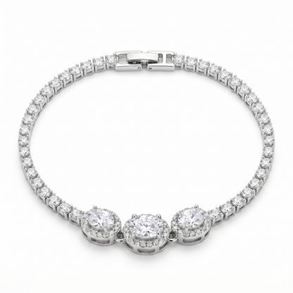Empress Clear Crystal Tennis Bracelet - Silver
