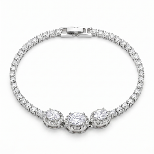 Empress Clear Crystal Tennis Bracelet - Silver