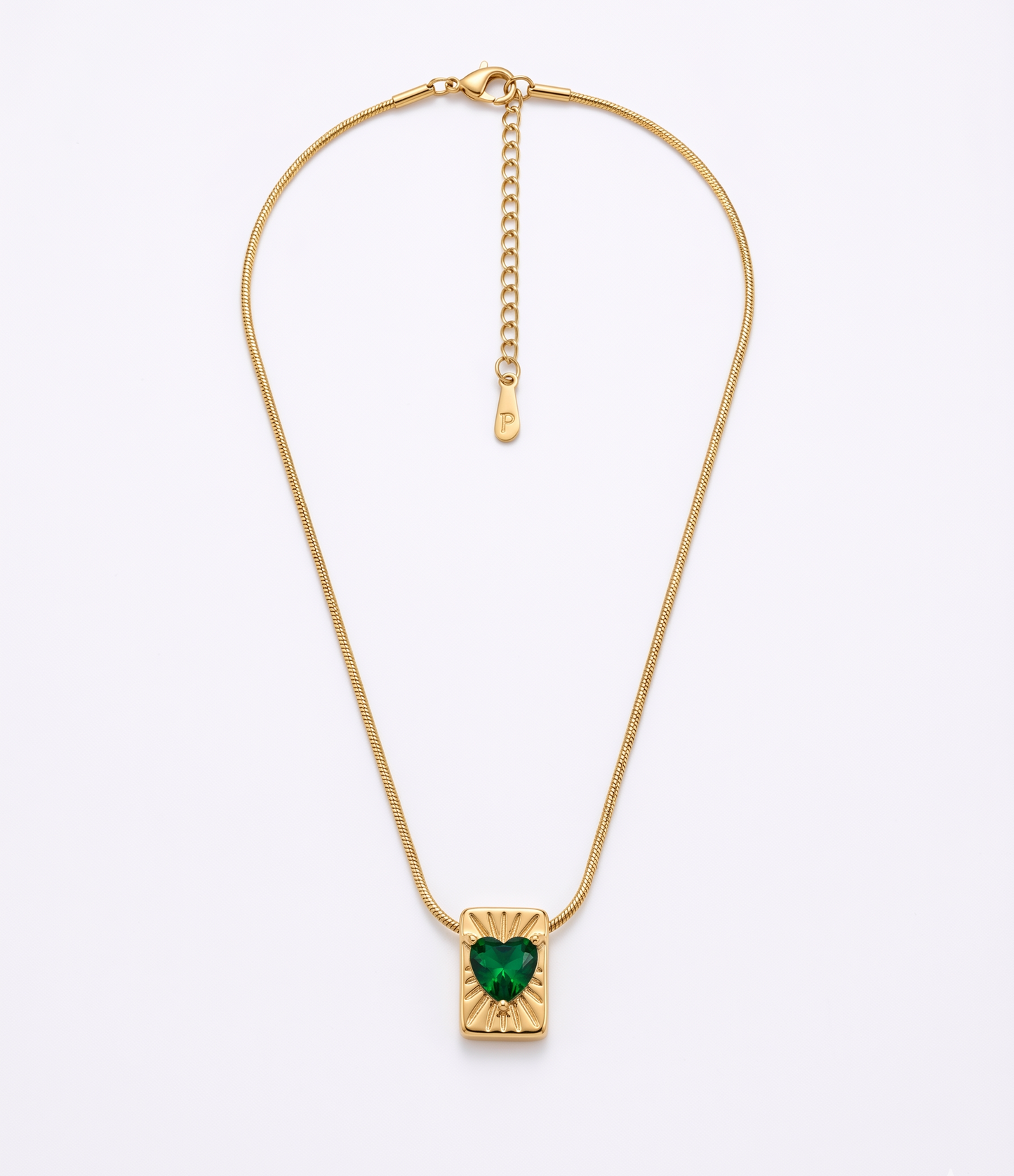 Gold Plated Green Crystal Heart Vintage Necklace