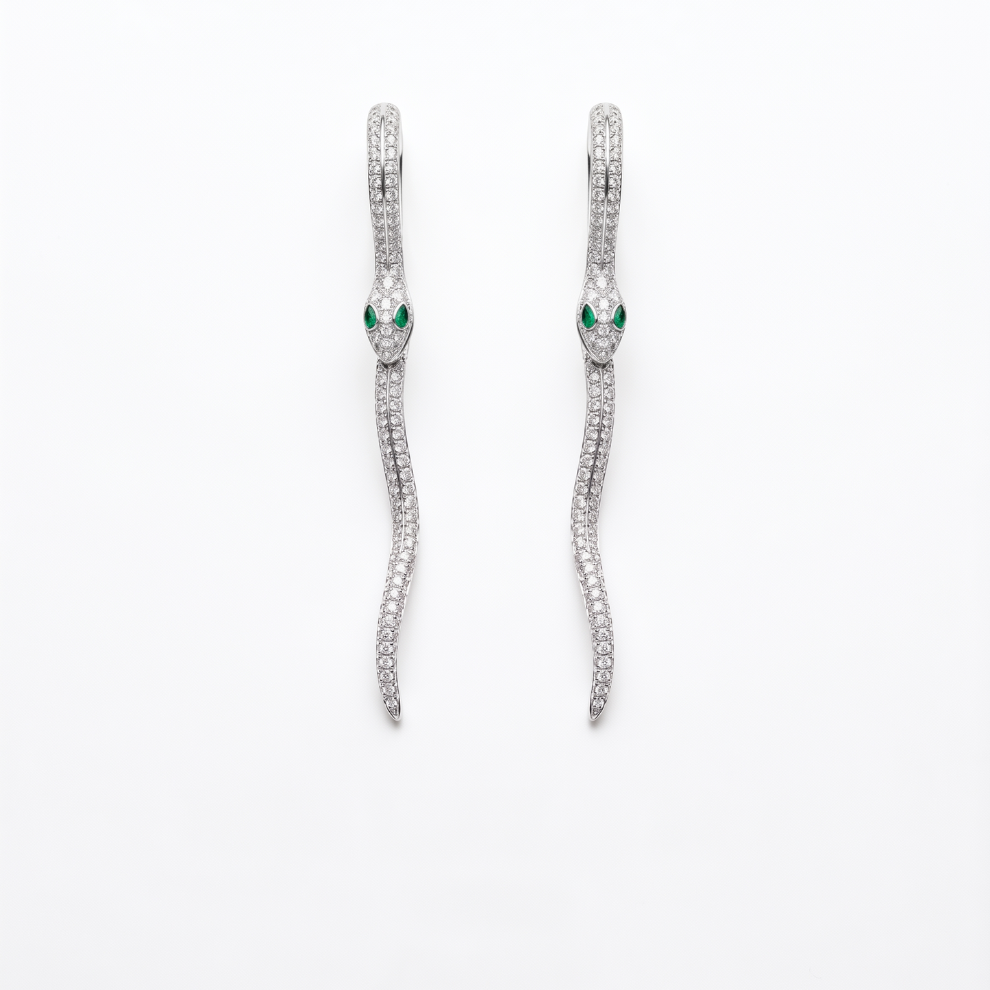 Silver Snake Drop Hoop Earrings