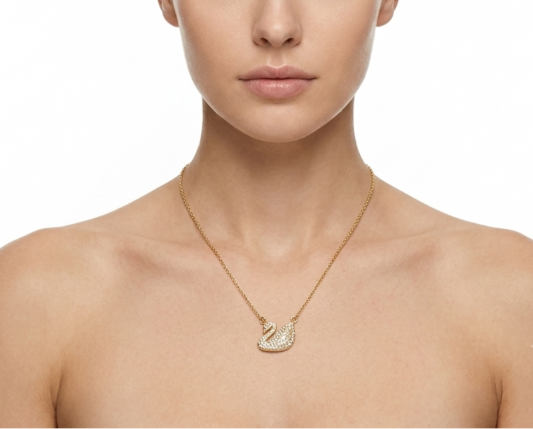 Dainty Swan Motif Necklace with Crystal Accents