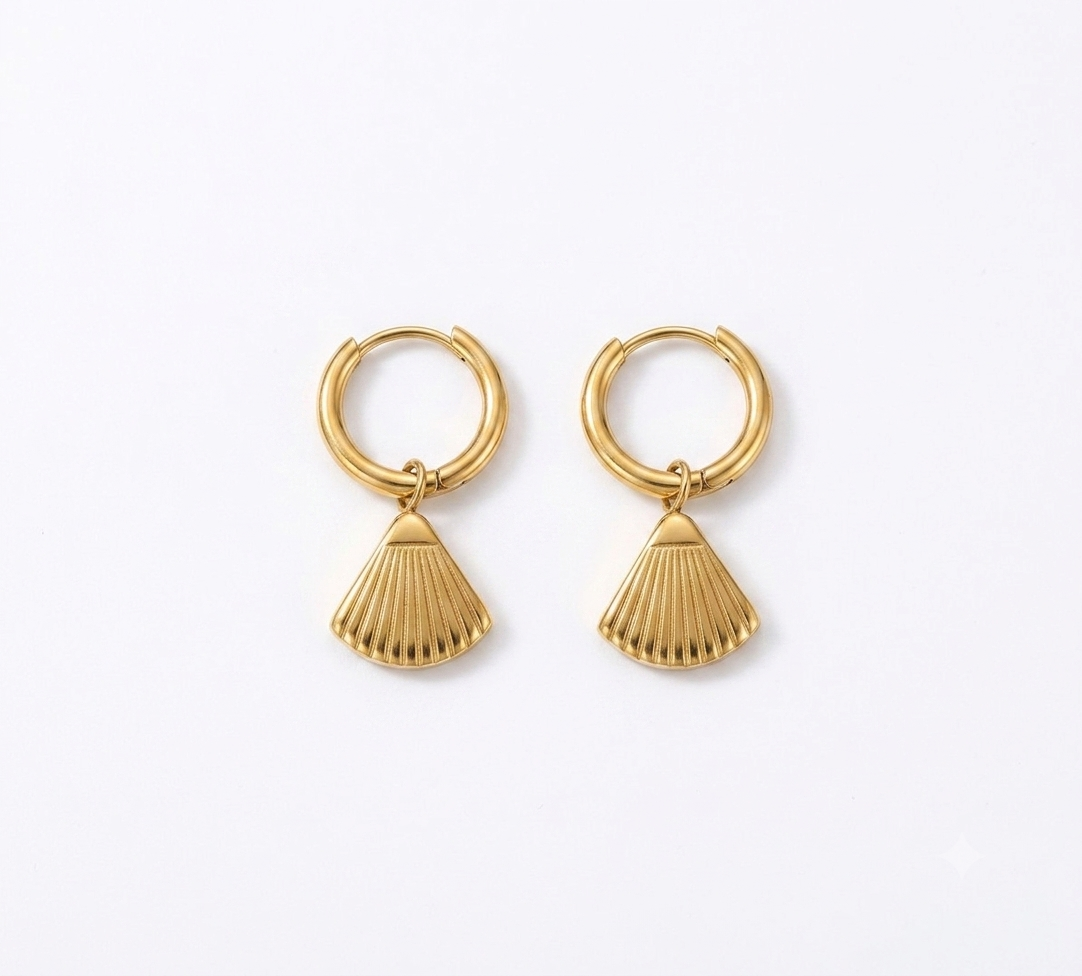 Gold Plated Seashell Hoop Earrings