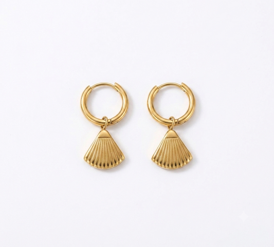 Gold Plated Seashell Hoop Earrings