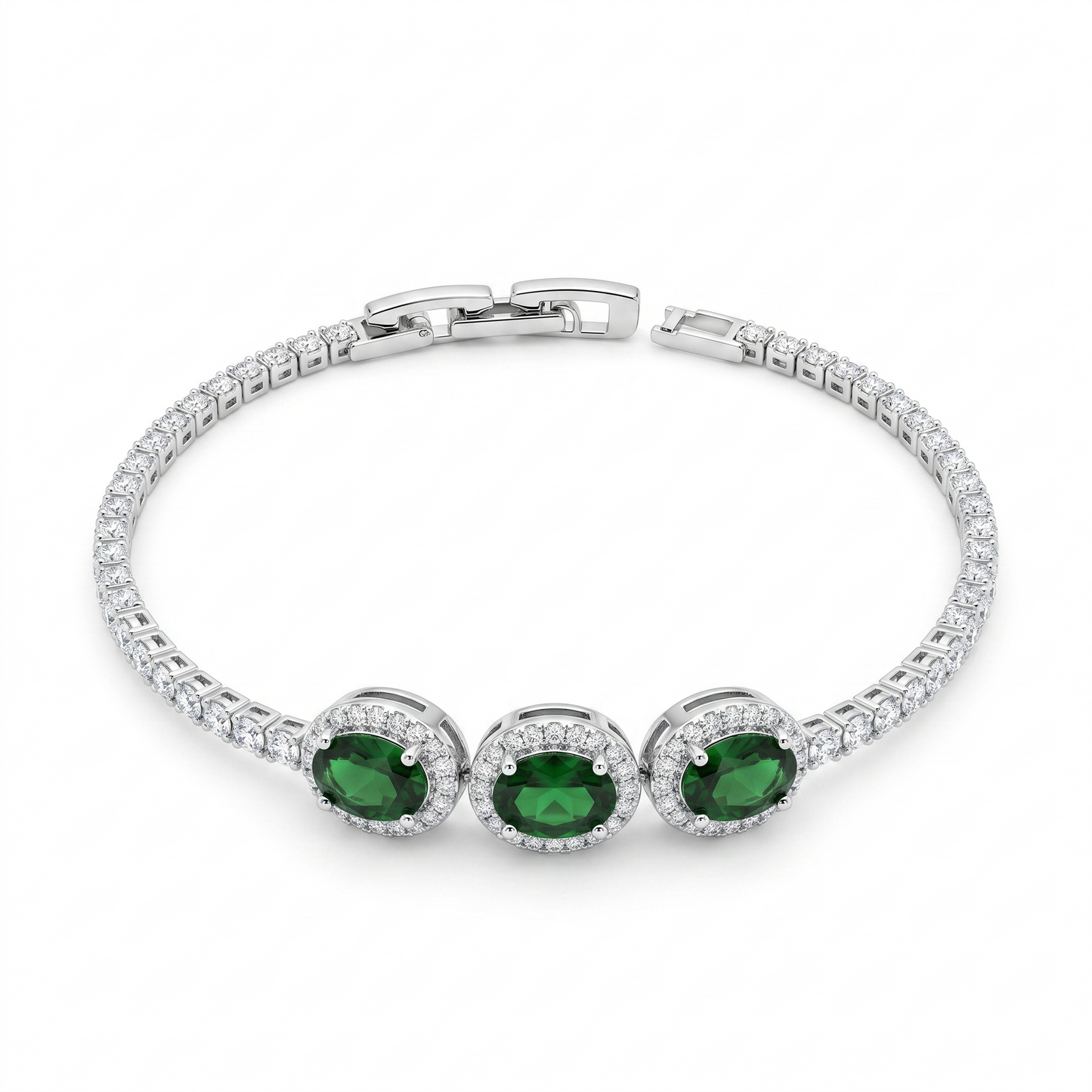 Empress Emerald Tennis Bracelet - Silver