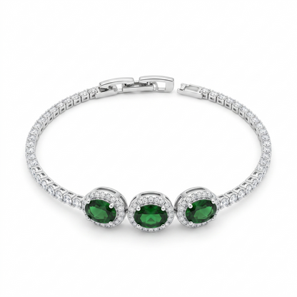 Empress Emerald Tennis Bracelet - Silver