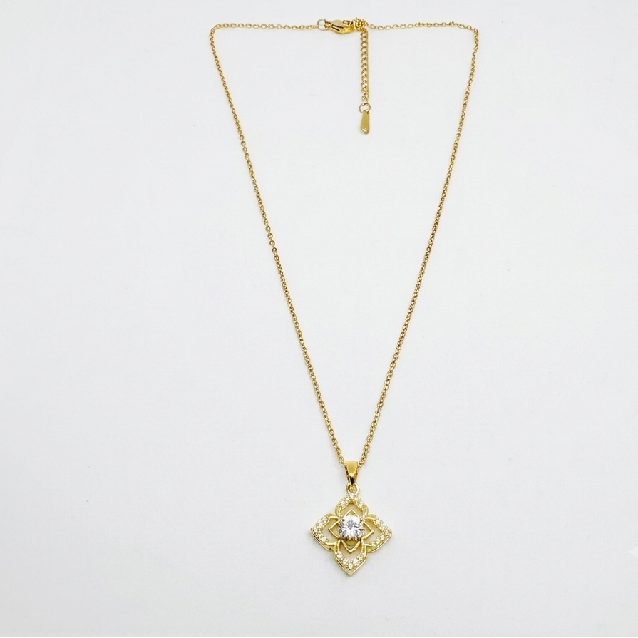 Gold Plated Floral Mandala Pendant Necklace