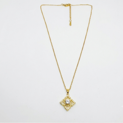 Gold Plated Floral Mandala Pendant Necklace