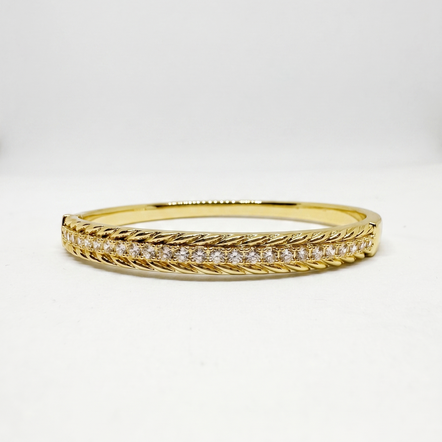 Gold Zirconia Embedded Textured Bangle