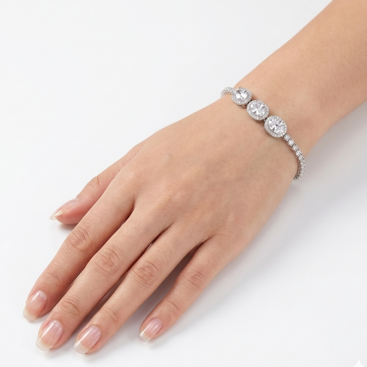 Empress Clear Crystal Tennis Bracelet - Silver