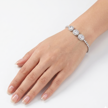 Empress Clear Crystal Tennis Bracelet - Silver
